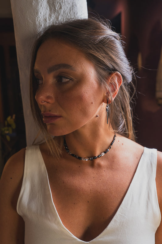 Colar Traçado Gota Black